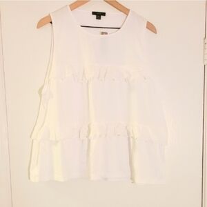 NWT J.Crew White Eyelet Ruffle Tiered Tank Top Size S